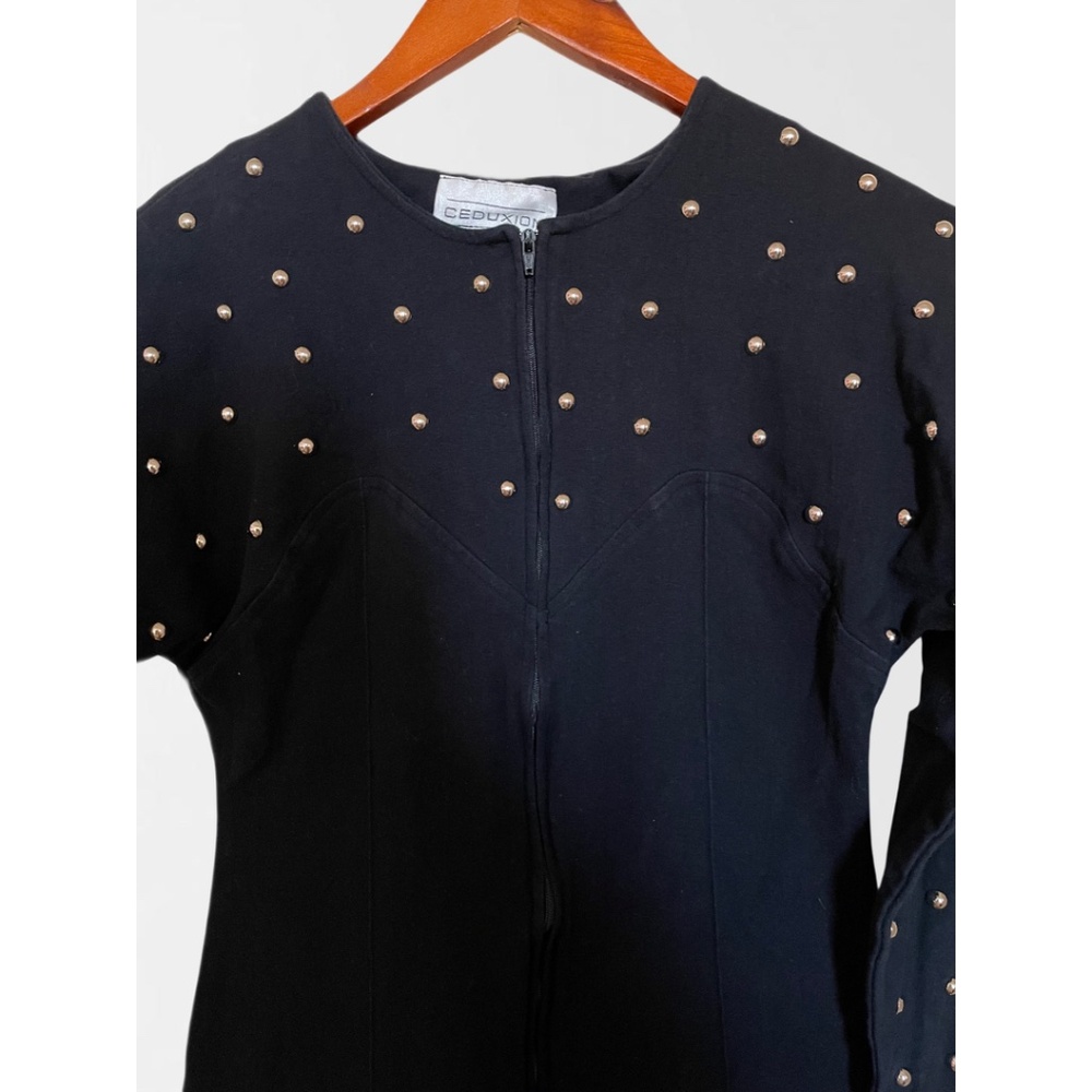 Vintage 80s Ceduxion Studded Black Jumpsuit |  Rare Find!